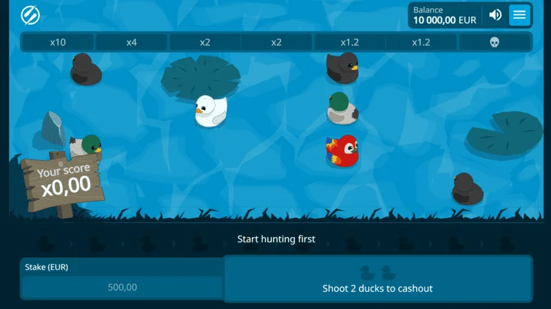 Exploding Ducks – màn hình trò chơi với những chú vịt trên mặt nước